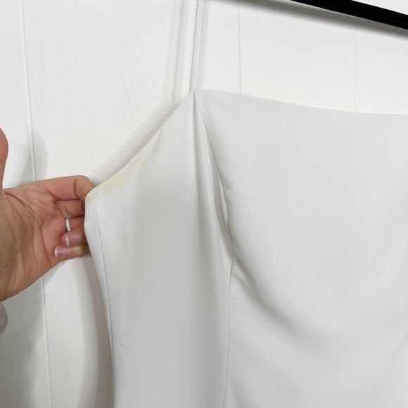 Fame and Partners Midi Slip Dress White US 6 Square Neck Bridal Bachelorette - Picture 14 of 14